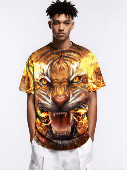 Men Women 3D All Over Print Fire Tiger T-Shirt Sweatshirt Graphic Pullover Top