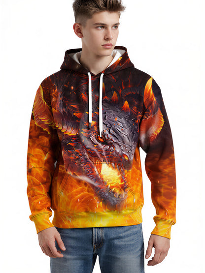 Unisex 3D All Over Print Dragon Fire Hoodie Sweatshirt Fantasy Graphic Pullover