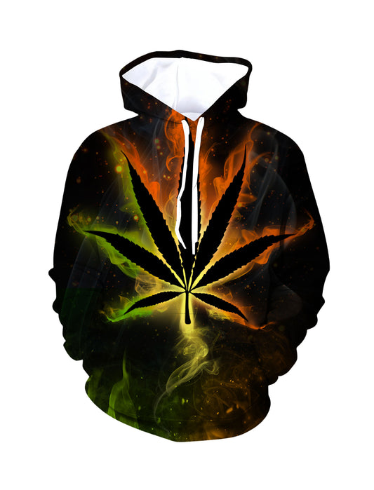 Bold Smoky Fire Cannabis 3D All-Over Print Hoodie for Men & Women