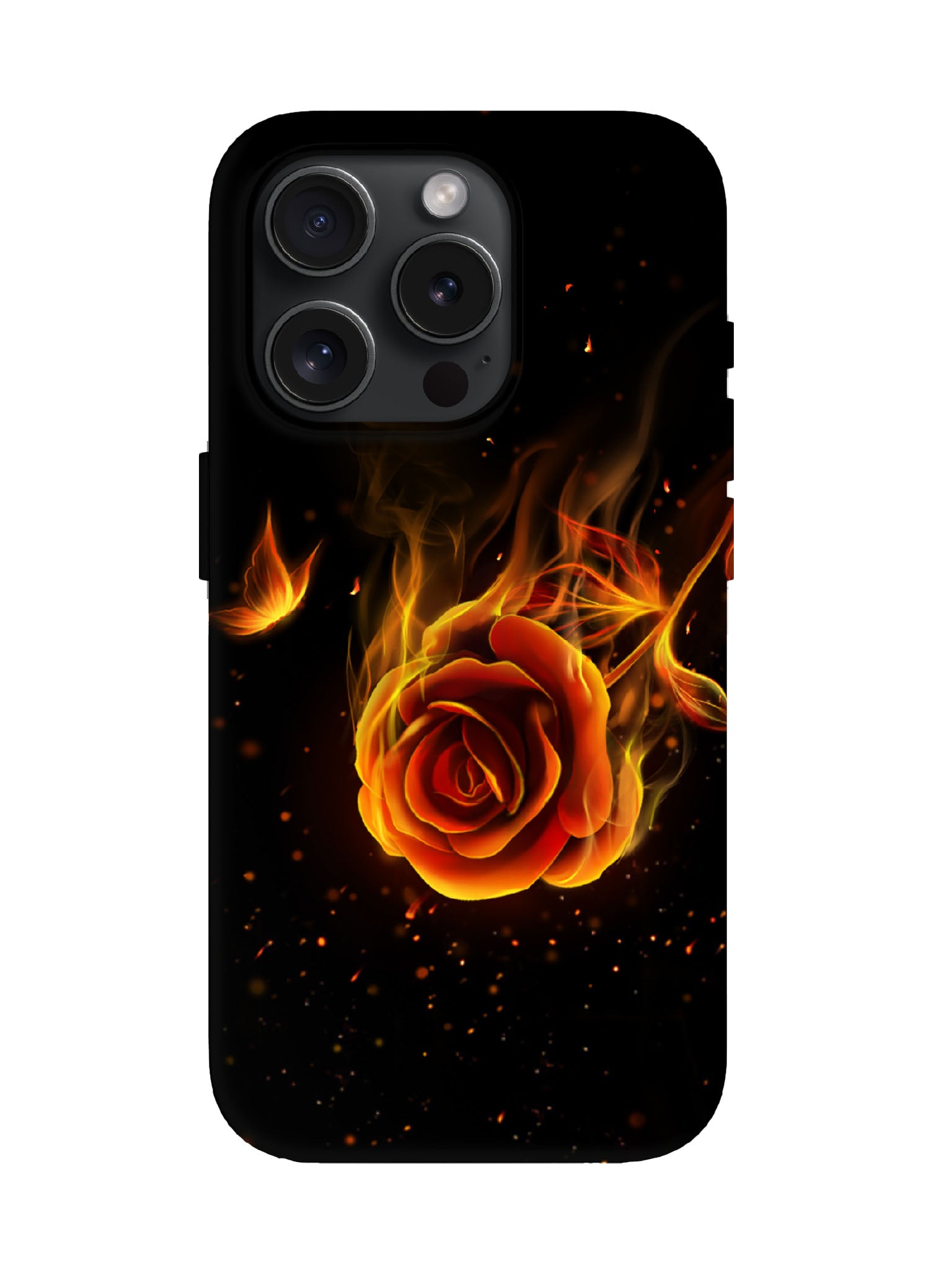 Flame Rose Edgy Cyberpunk Tough Phone Case