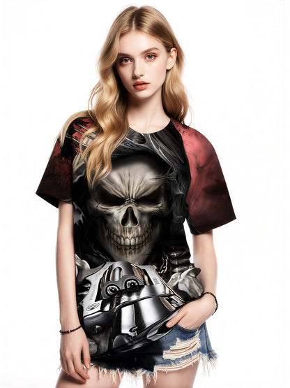 Men Women 3D All Over Print Skull Gun T-Shirt Gothic Streetwear Graphic Sweatshirt