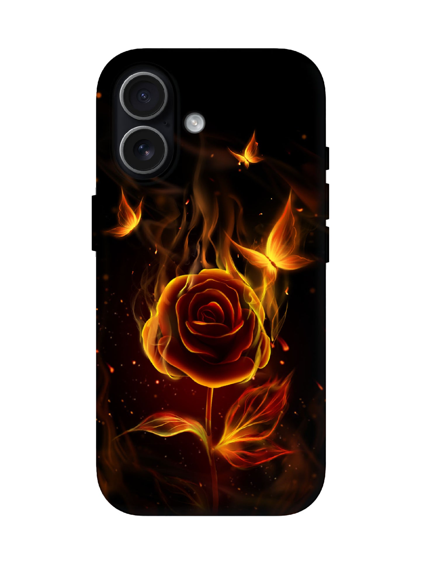 Flaming Rose Edgy Cyberpunk Protective Phone Case