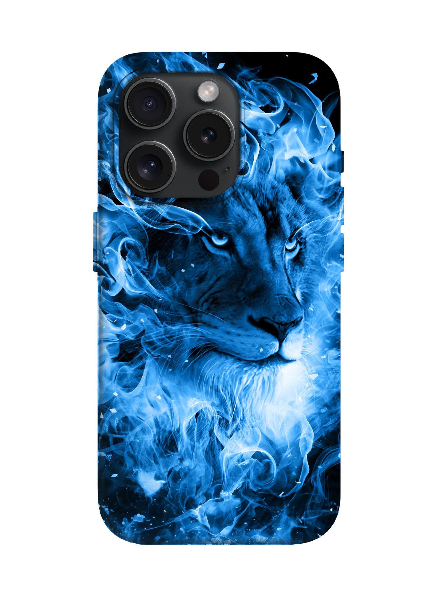 Blue Flame Lion Edgy Cyberpunk Tough Phone Case