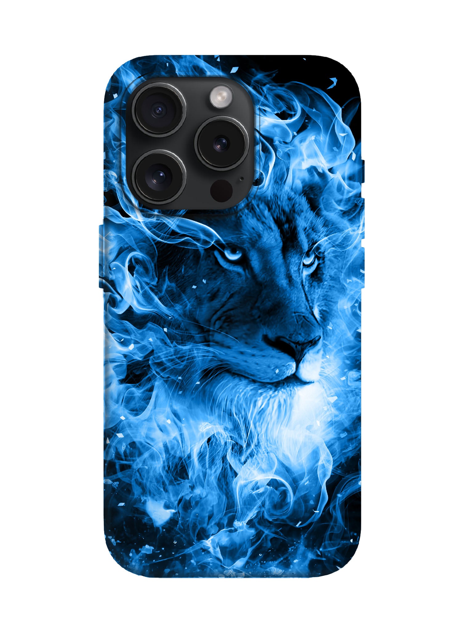 Blue Flame Lion Edgy Cyberpunk Tough Phone Case