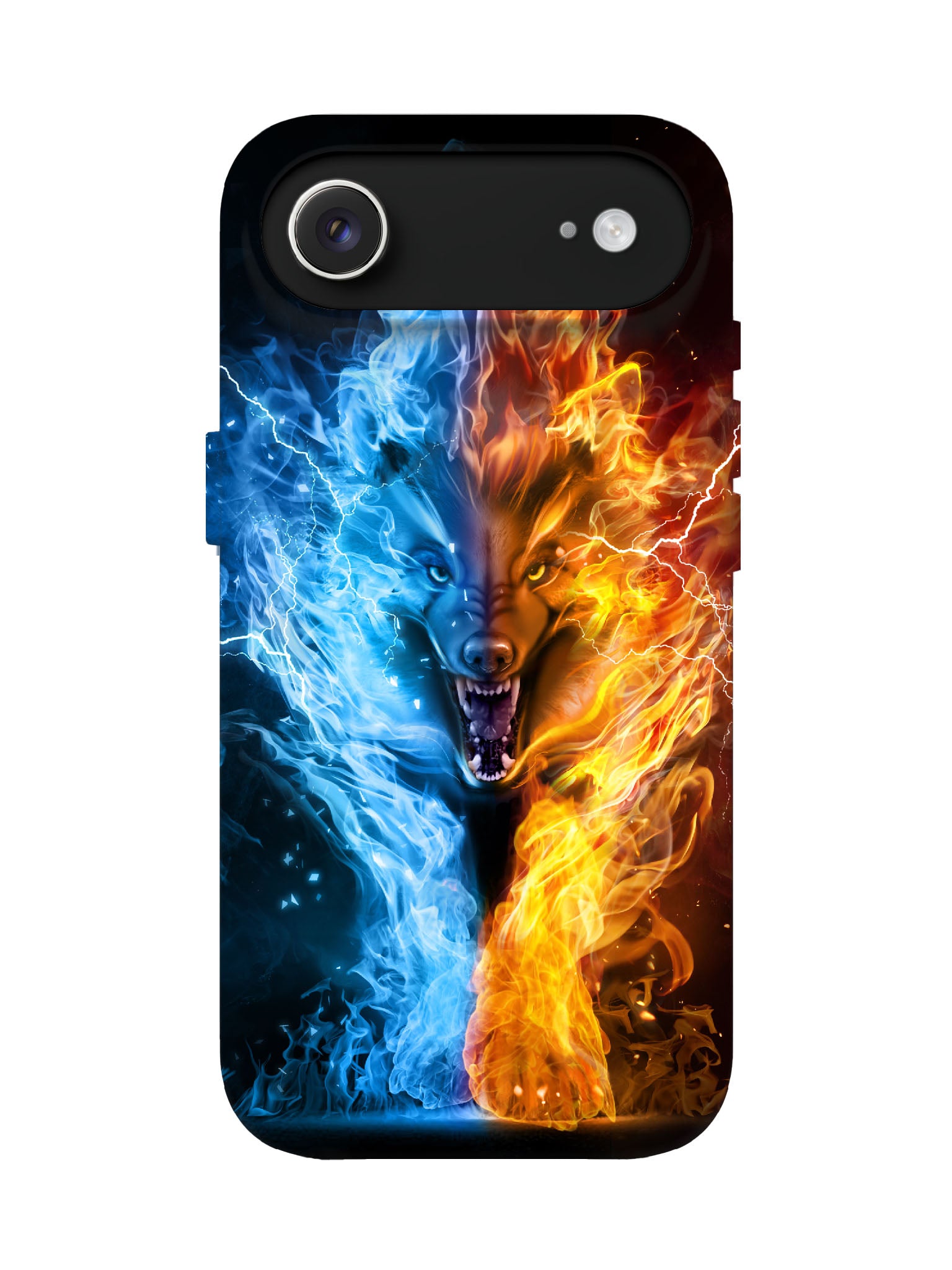 Flame and Lightning Wolf Edgy Cyberpunk Tough Phone Case