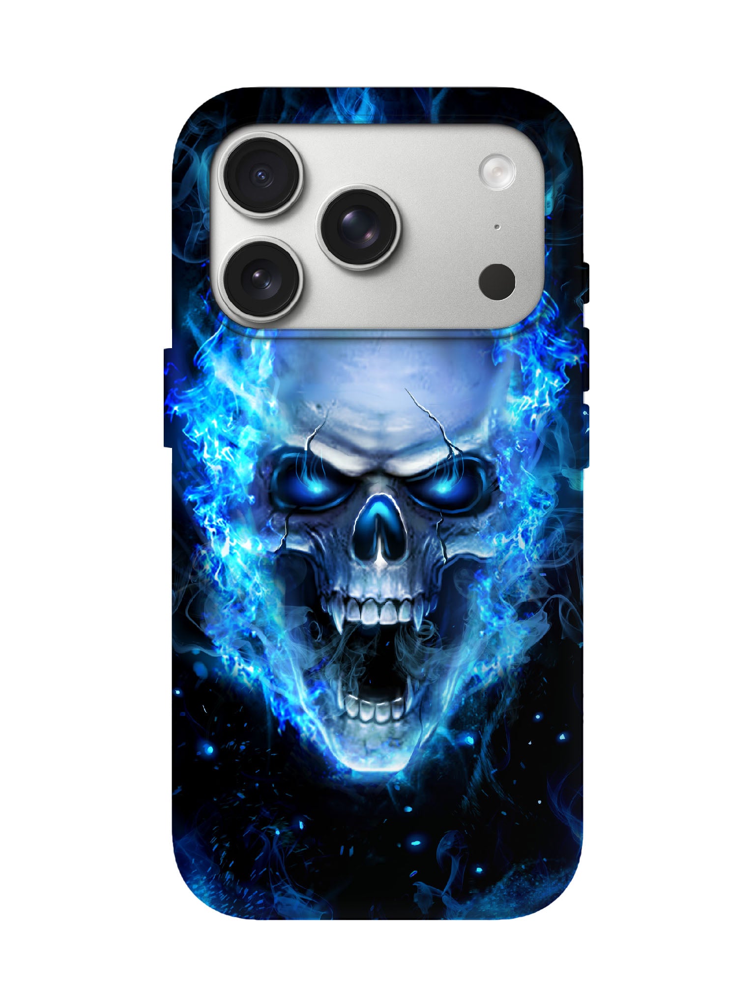 Skull Flame Cyberpunk Edgy Tough Phone Case