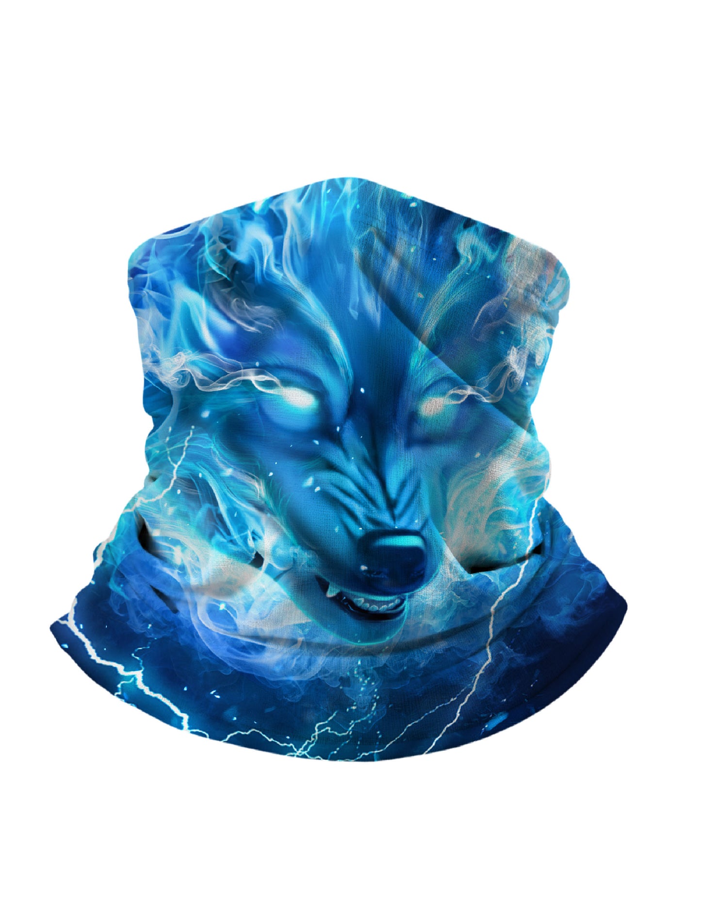 Unisex Pullover Hoodie with 3D All Over Print Electric Blue Wolf in Cosmic Storm Aesthetic Soft Comfortable Cotton Blend Streetwear