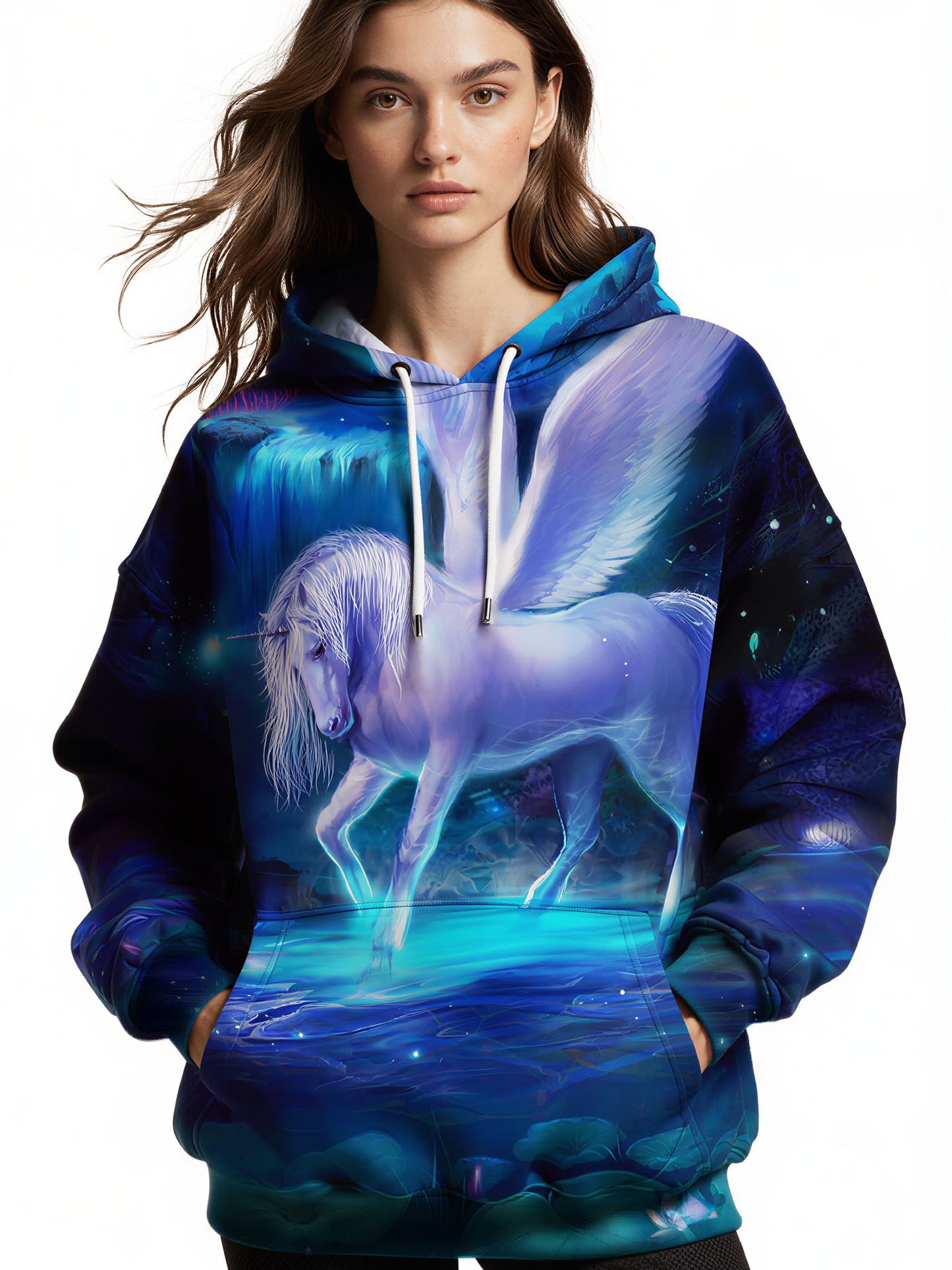 3D All Over Print Unicorn Hoodie for Men Women Fantasy Winged Horse Hooded Sweatshirt