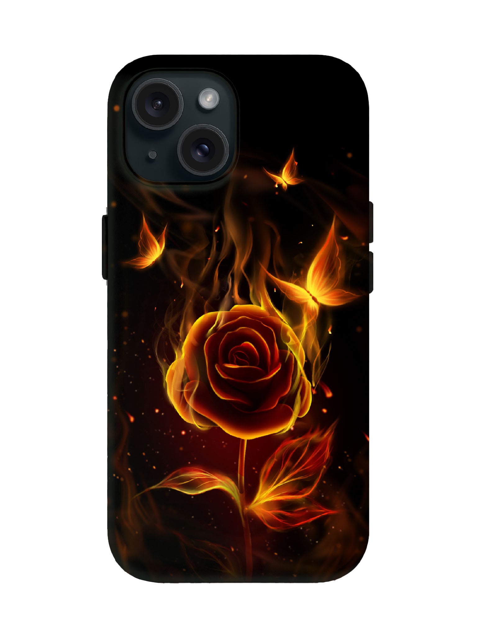 Flaming Rose Edgy Cyberpunk Protective Phone Case