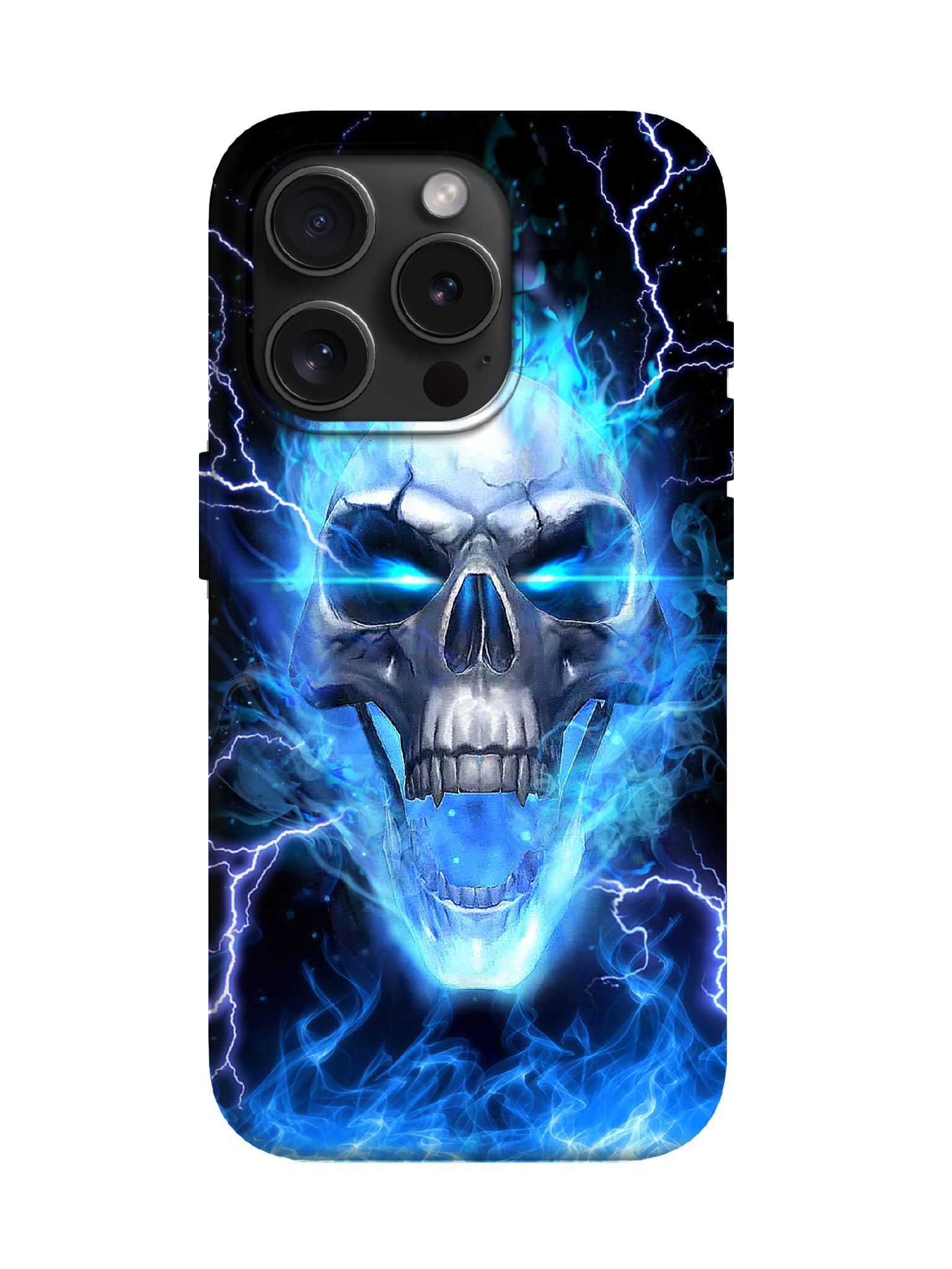 Skull Flame Lightning Edgy Cyberpunk Tough Phone Case