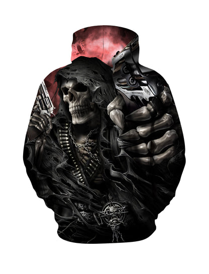 Gunslinger Skull 3D Print Hoodie | Dark Gothic Graphic Pullover