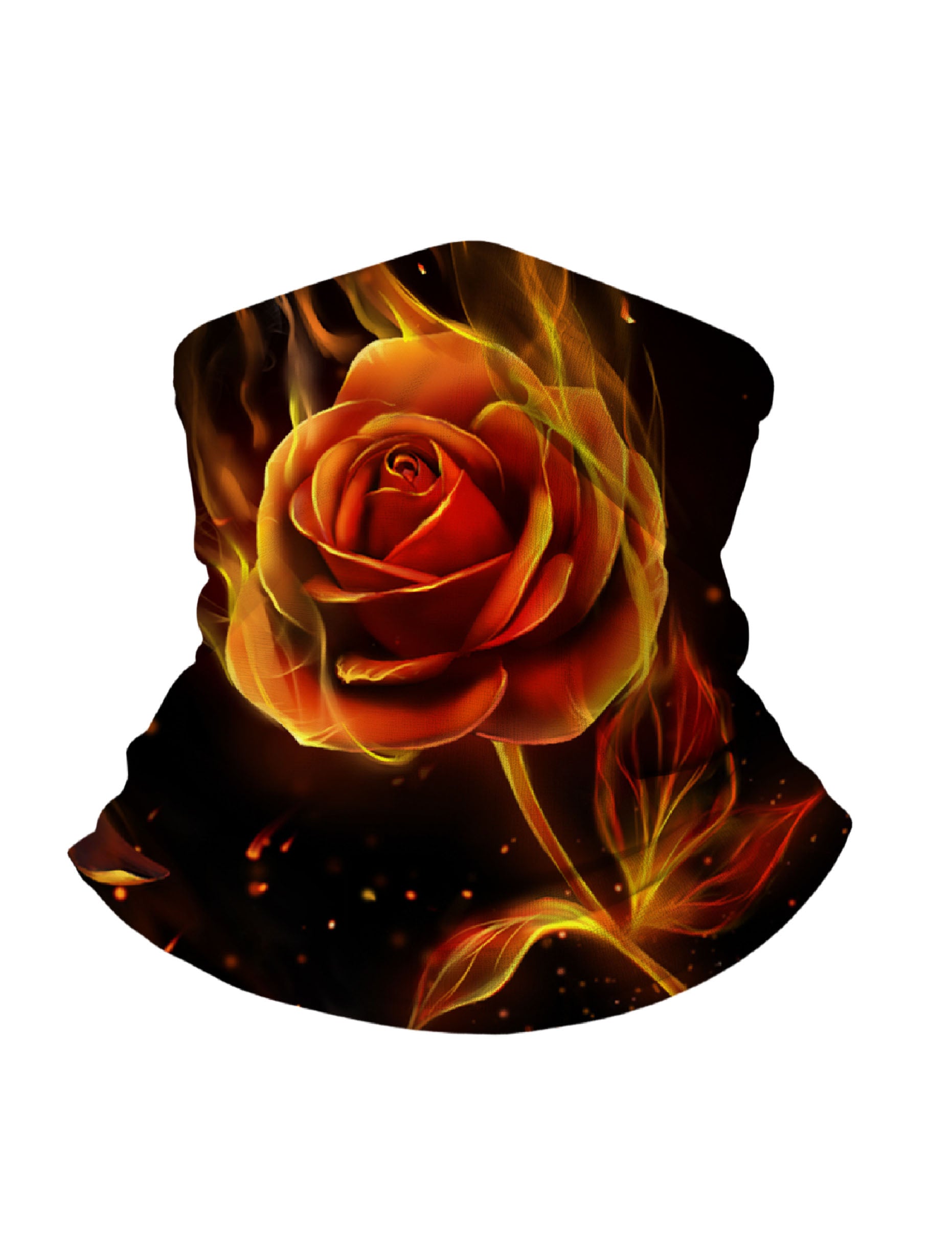 Unisex 3D All-Over Print Flaming Rose Neck Gaiter – Aesthetic Streetwear, UV Protection & Windproof for Outdoor Sports