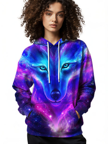 3D All Over Print Wolf Galaxy Cosmic Space Hoodie for Men Women