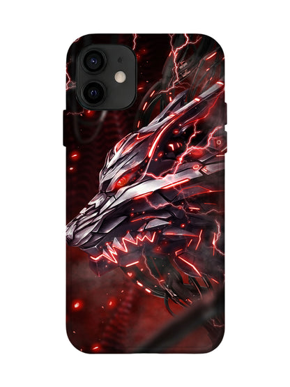 Cyberpunk Dragon with Red Lightning Edgy Tough Phone Case