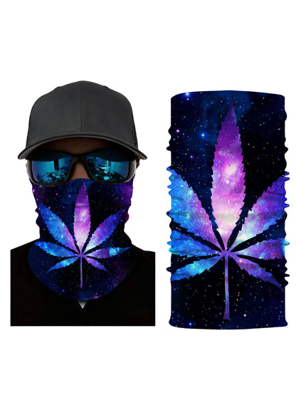 Neck Gaiter 3D all over print galaxy nebula cannabis leaf Aesthetic unisex breathable fabric windproof