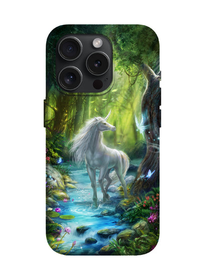 Unicorn in Enchanted Forest Edgy Statement Phone Case