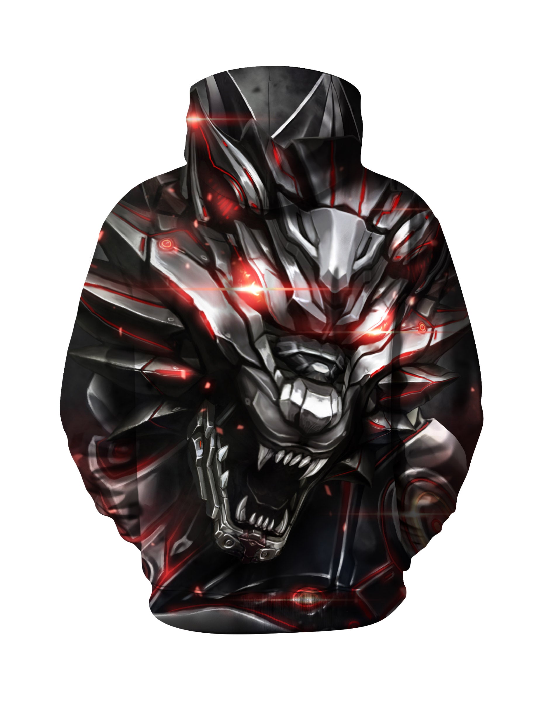 Hoodie 3D All Over Print Cyber Wolf Face Unisex Streetwear Soft Comfortable Loose Fit