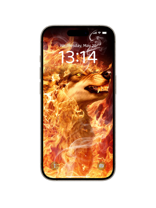 Flame Wolf Roar Phone Wallpaper