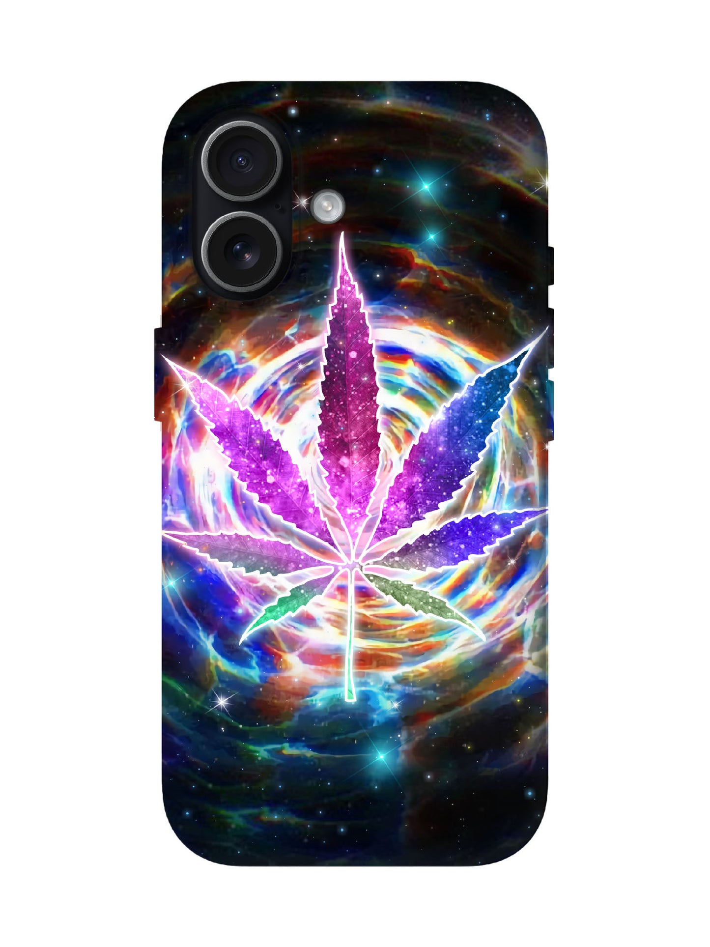 Neon Cannabis Leaf Cyberpunk Protective Phone Case
