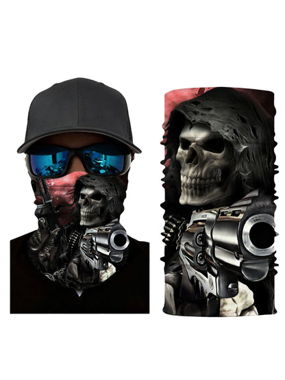 Balaclava with 3D all over print graffiti skull design, streetwear style unisex face mask, breathable fabric and windproof for outdoor use
