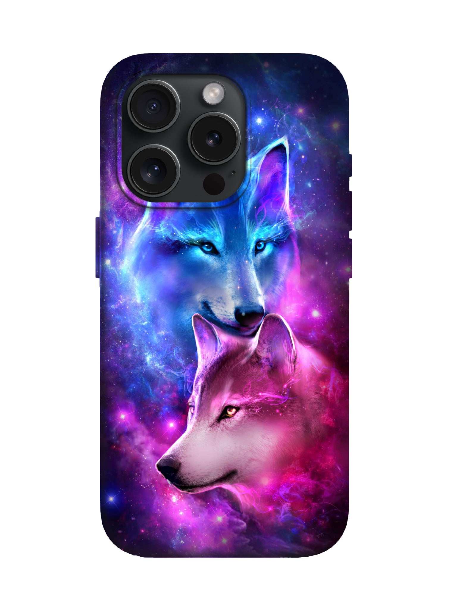 Cosmic Wolf Duo Edgy Cyberpunk Protective Phone Case