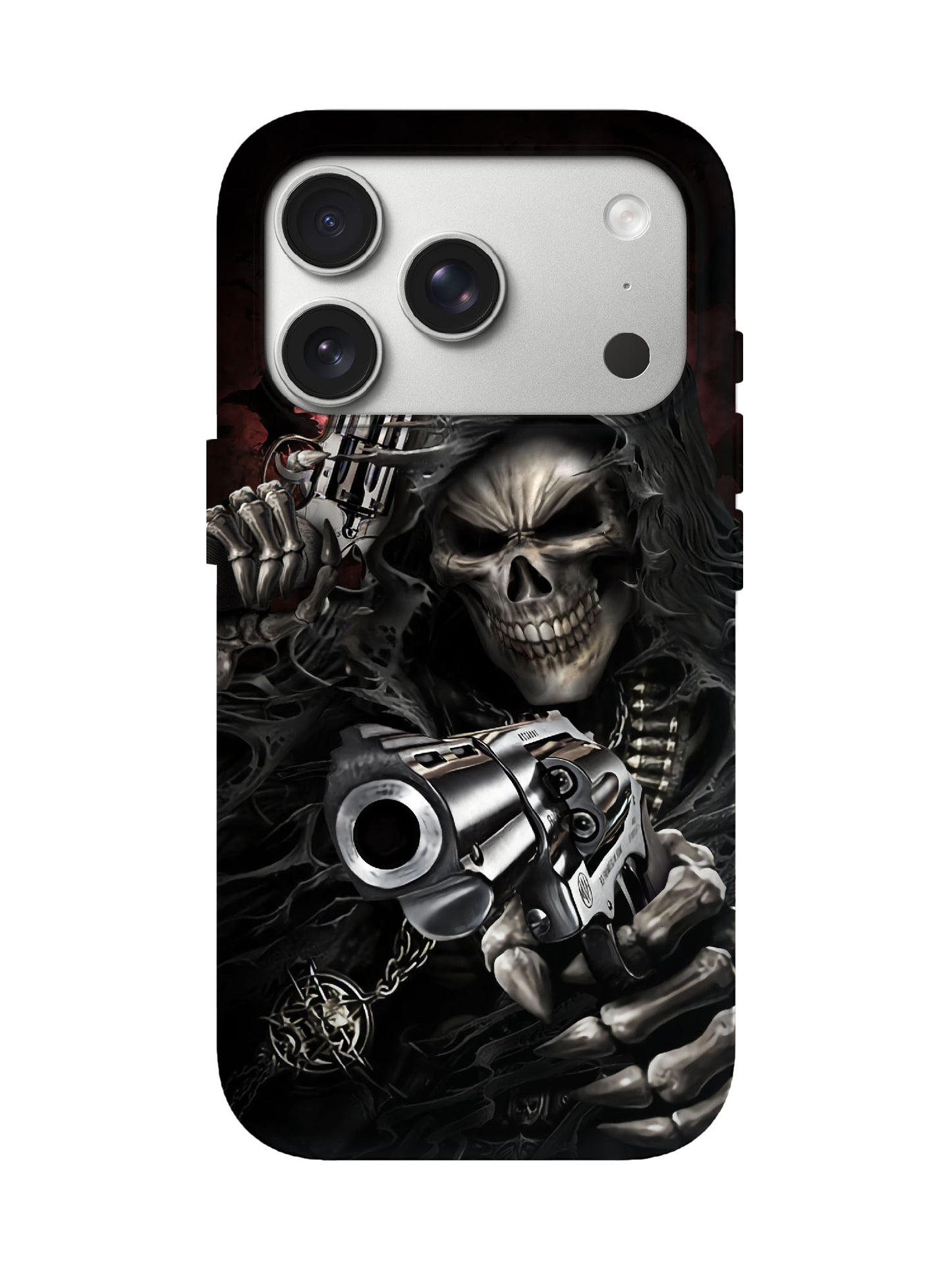 Skull with Revolvers Edgy Gothic Tough Phone Case