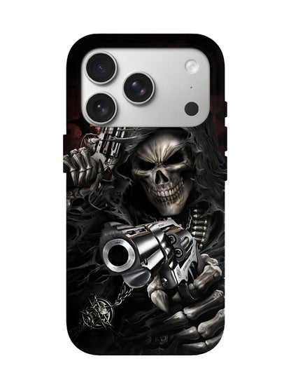 Skull with Revolvers Edgy Gothic Tough Phone Case