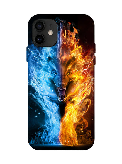 Flame and Lightning Wolf Edgy Cyberpunk Tough Phone Case