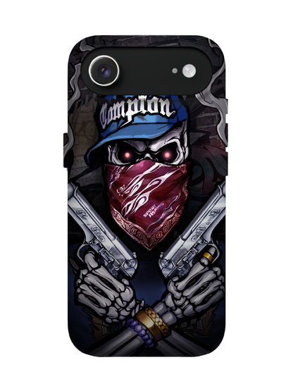 Skull with Bandana and Guns Edgy Hardcore Tough Phone Case