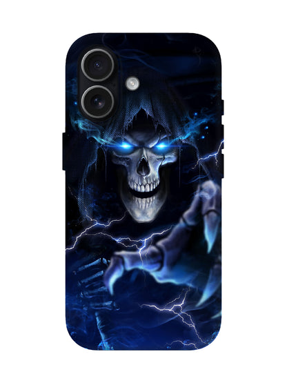 Skull with Lightning and Smoke Edgy Cyberpunk Tough Phone Case