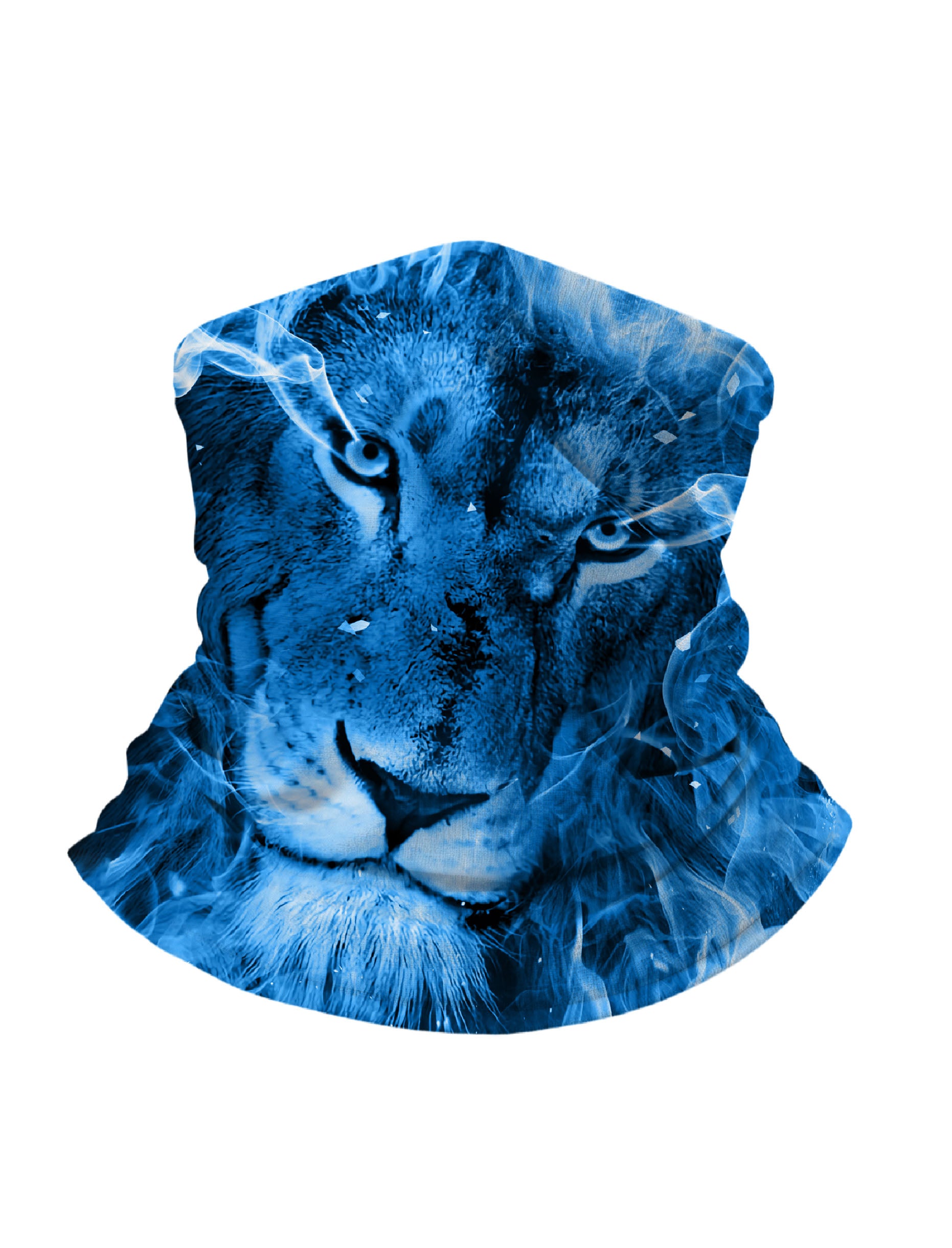 Tube Face Mask with 3D All Over Print Featuring Blue Ice Lion Head, Aesthetic Streetwear Design for Unisex, Soft Stretchy and Windproof
