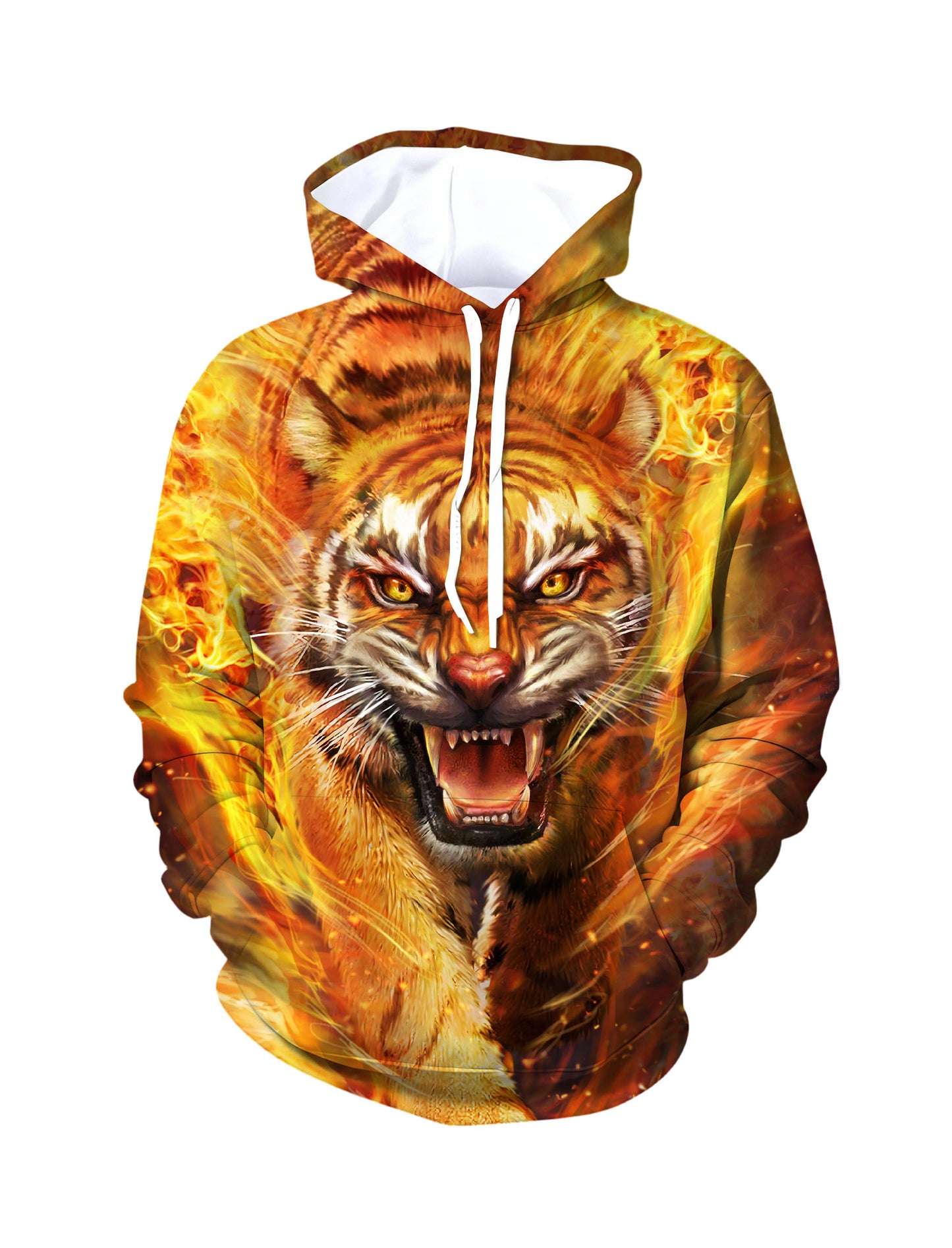 3D All Over Print Fire Tiger Hoodie Sweatshirt Graphic Pullover For Men Women