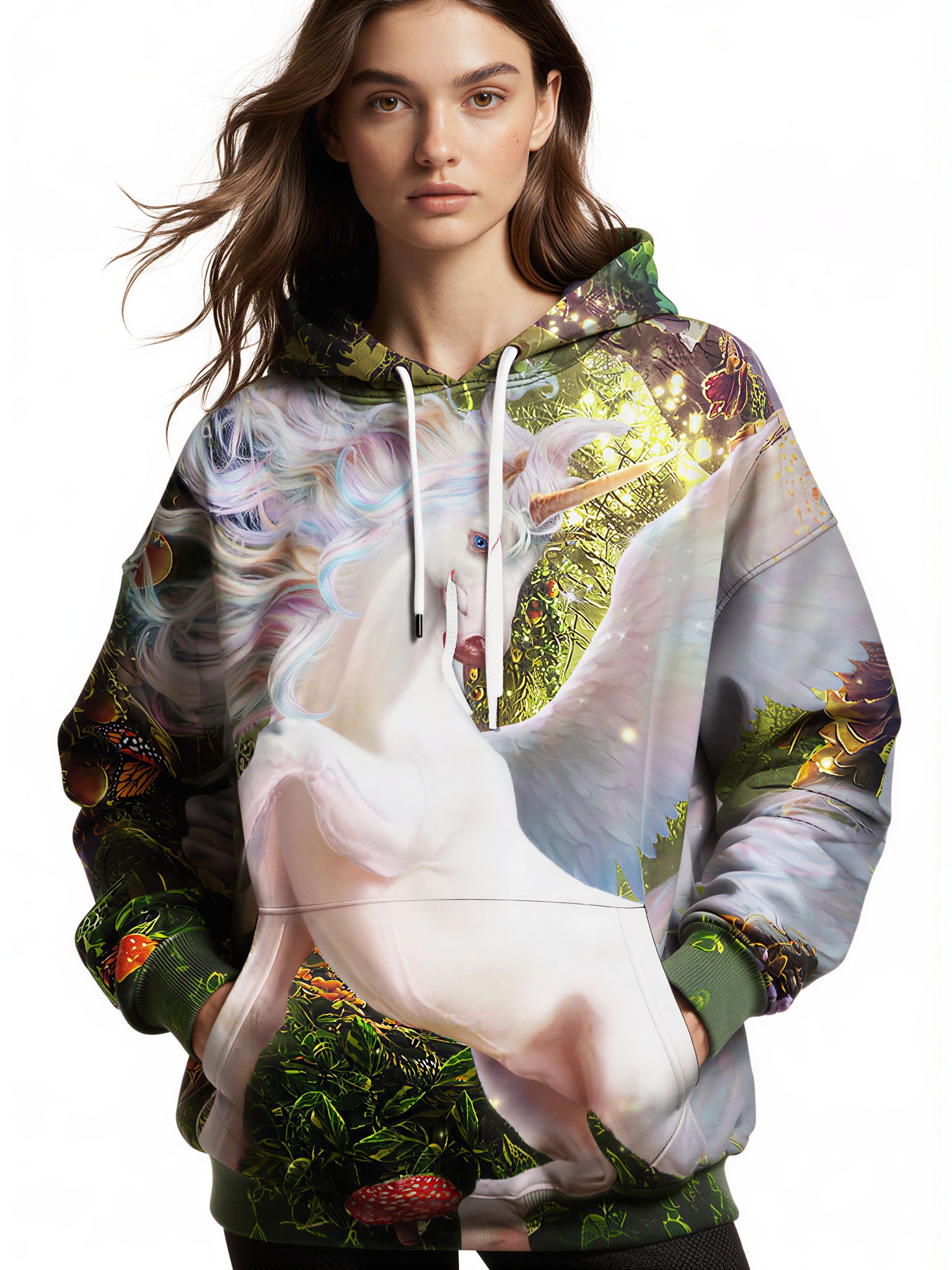 Unicorn 3D All Over Print Hoodie for Men Women Fantasy Forest Graphic Pullover Sweatshirt
