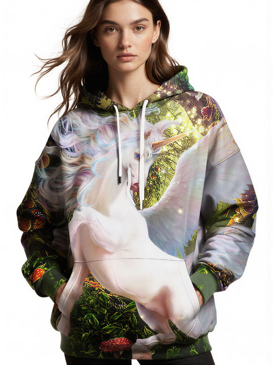 Unicorn 3D All Over Print Hoodie for Men Women Fantasy Forest Graphic Pullover Sweatshirt