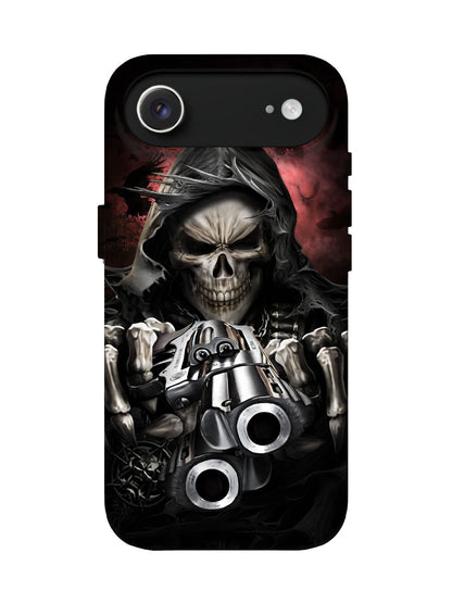Skull with Revolver Edgy Gothic Tough Phone Case