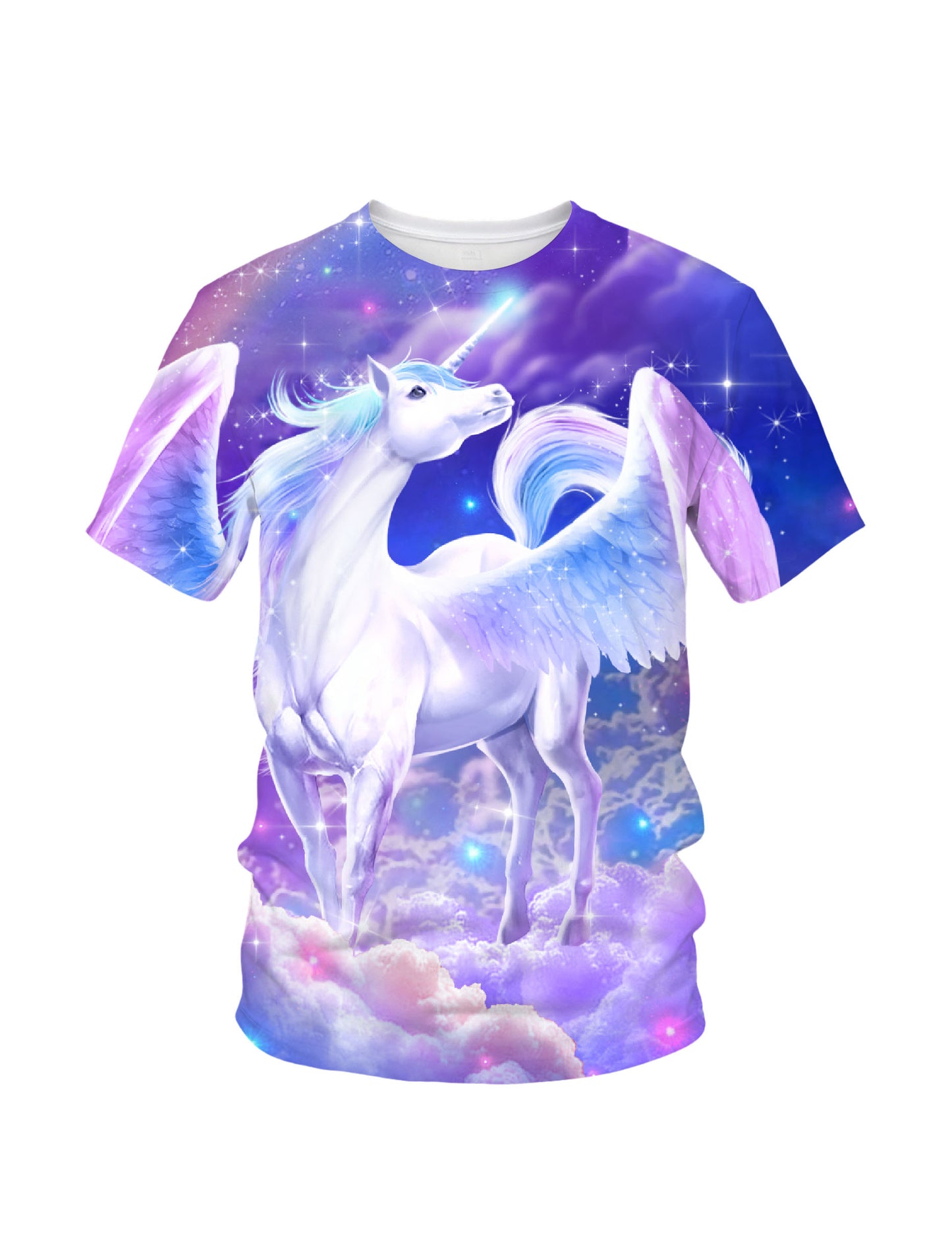 Unicorn 3D All Over Print T-Shirt for Men Women, Fantasy Galaxy Clouds Design