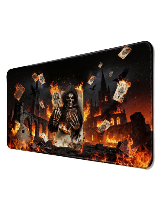 Grim Reaper with Burning Cards Gaming Mouse Pad