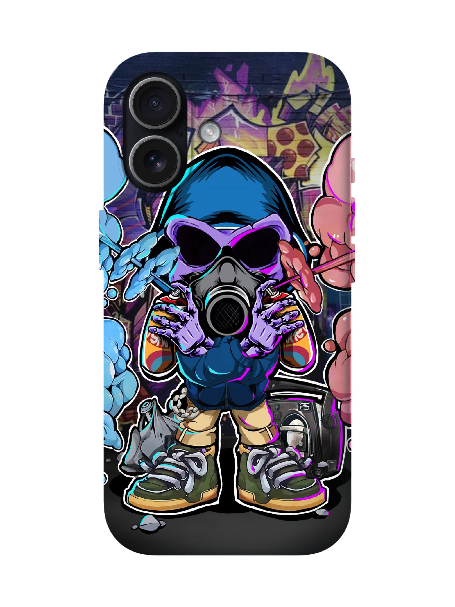 Skull Graffiti Edgy Cyberpunk Tough Phone Case