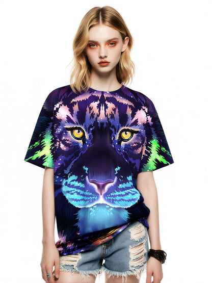 3D All Over Print Galaxy Tiger T-Shirt for Men Women, Cosmic Space Animal Graphic Pullover Sweatshirt