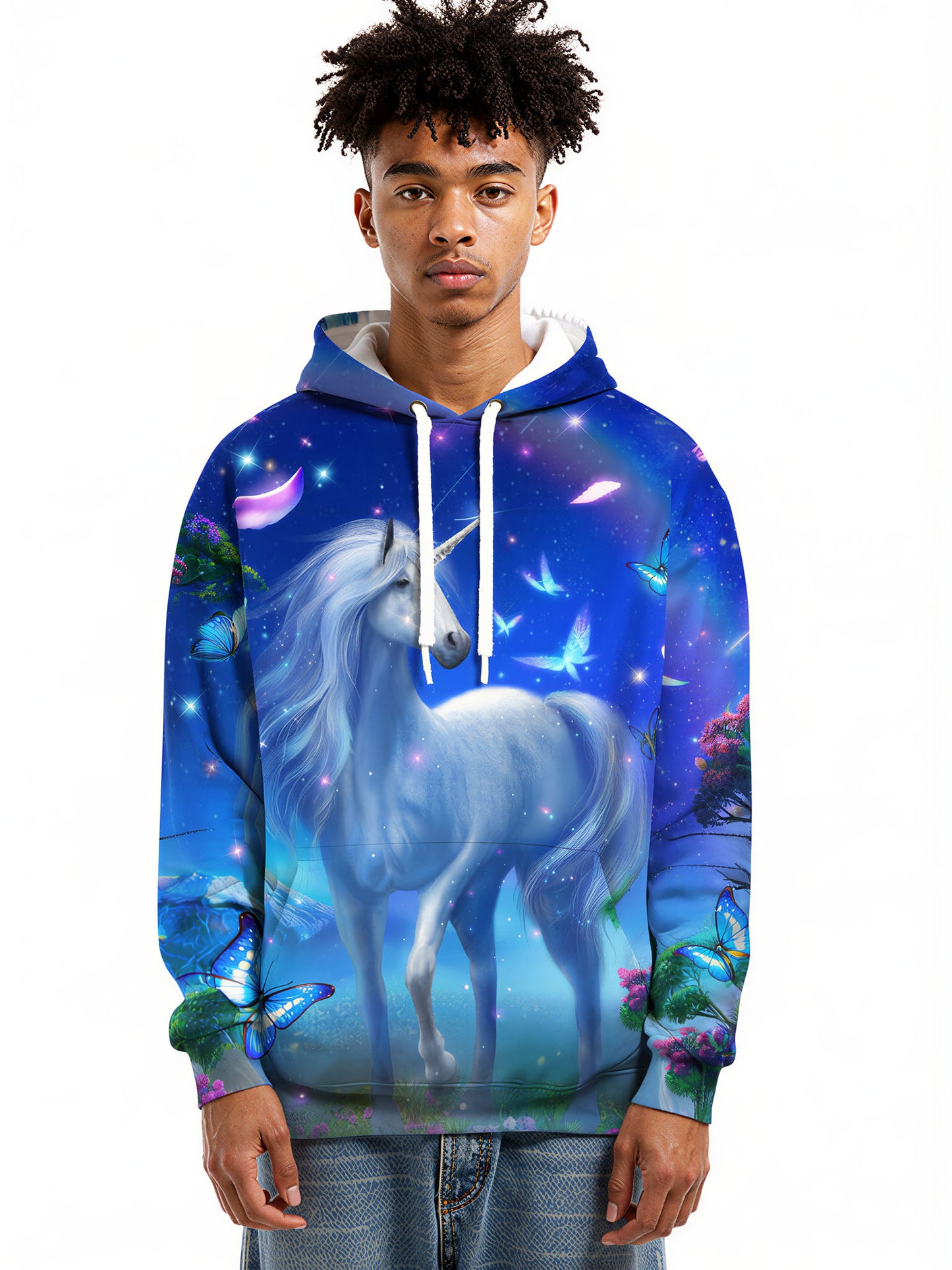 Unicorn 3D All Over Print Hoodie for Men Women, Fantasy Butterfly Galaxy Design