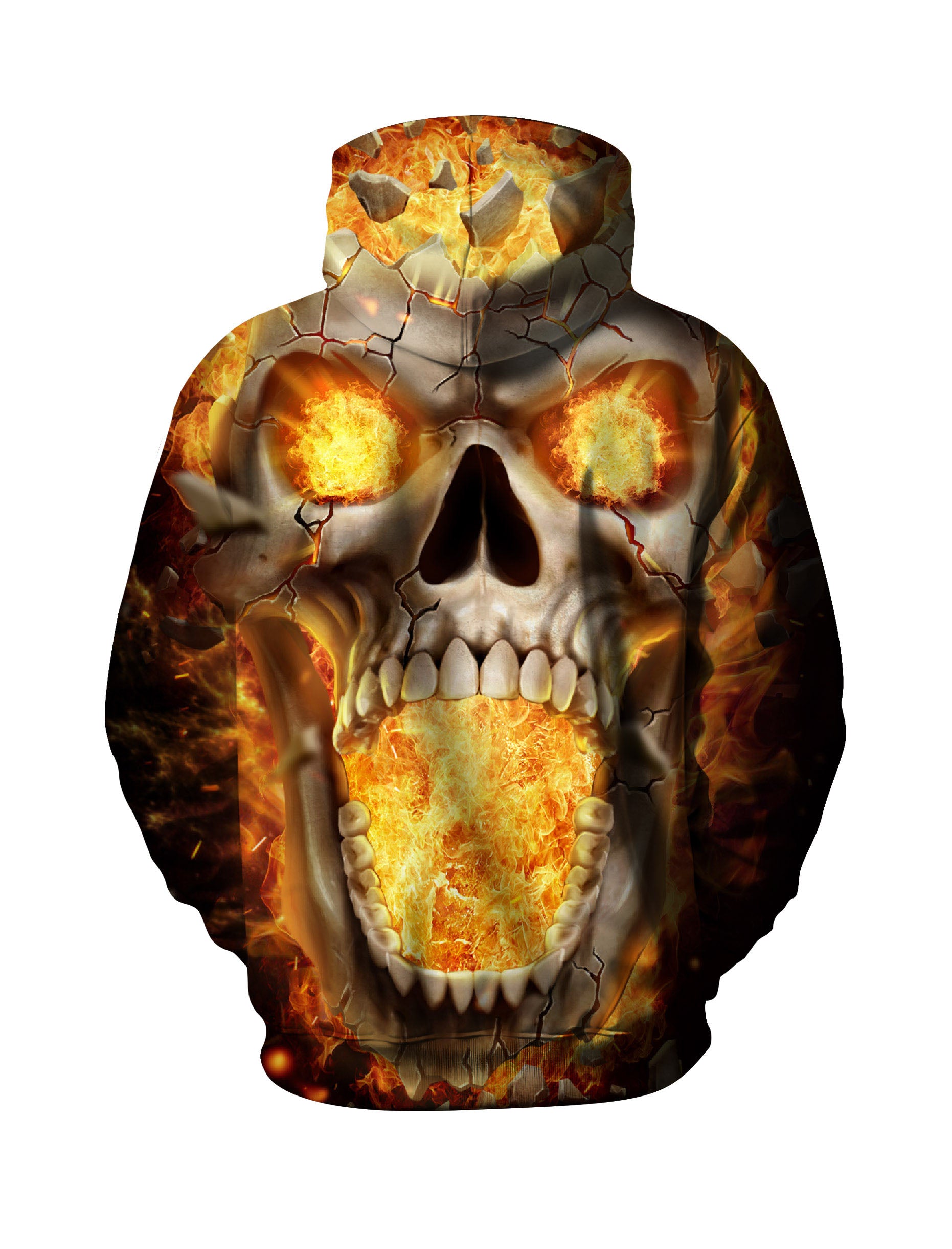 Hoodie 3D All Over Print Fiery Skull Streetwear Unisex Soft Comfortable Pullover