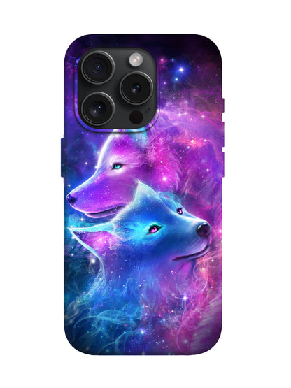 Cosmic Wolf Duo Cyberpunk Protective Phone Case