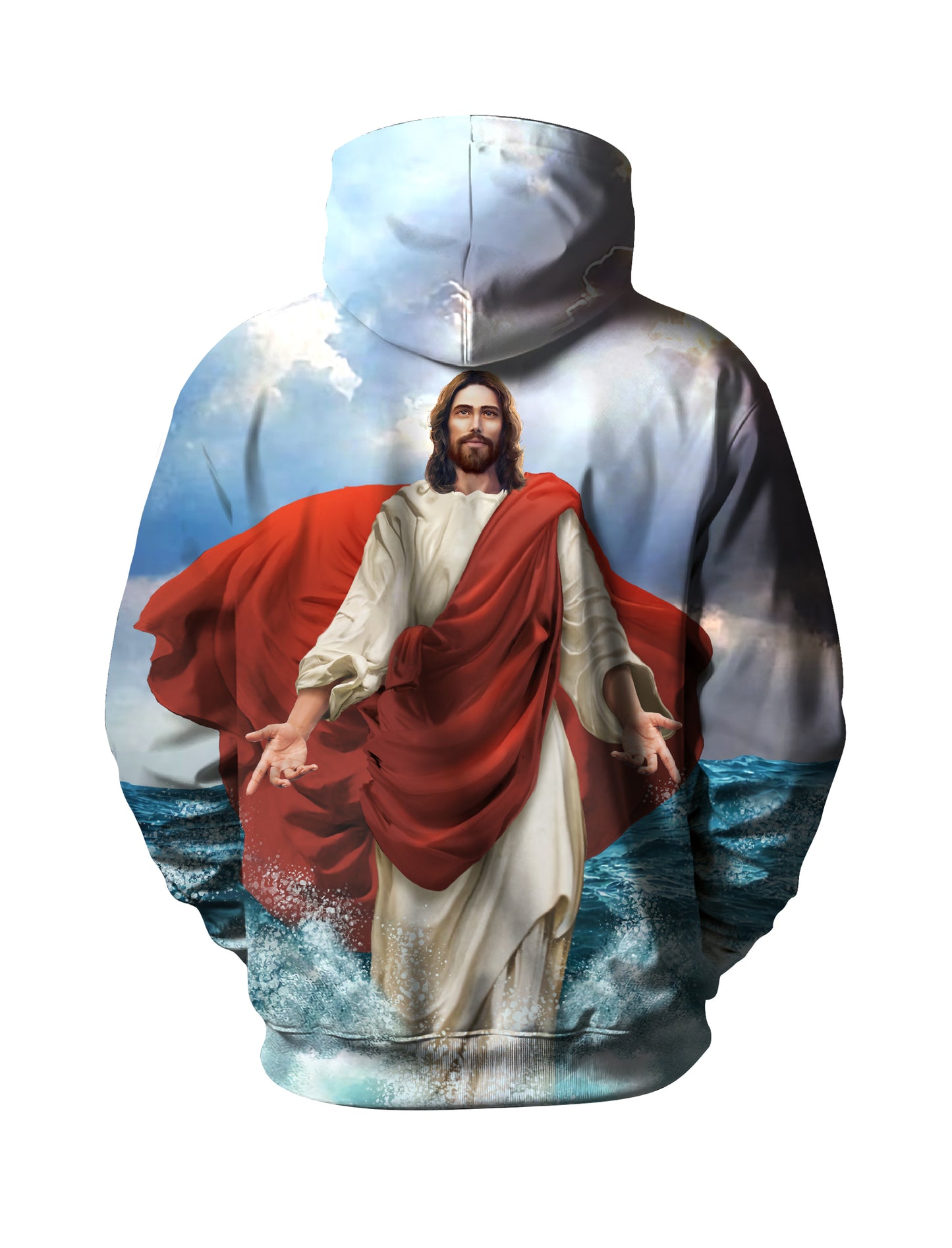 Jesus Walking on Water 3D All Over Print Hoodie for Men Women Religious Christian Art Sweatshirt