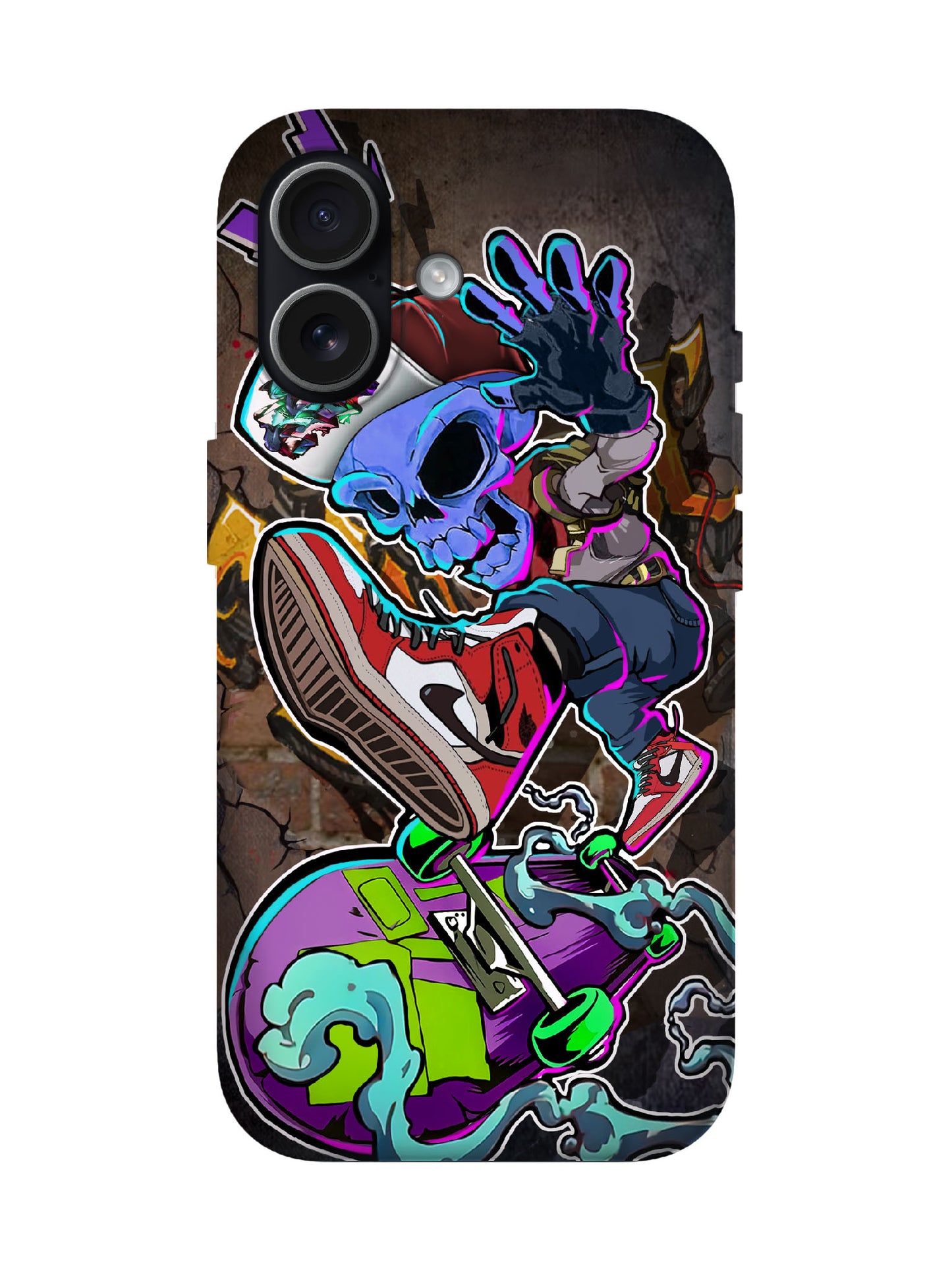 Skull and Skateboard Cyberpunk Edgy Tough Phone Case
