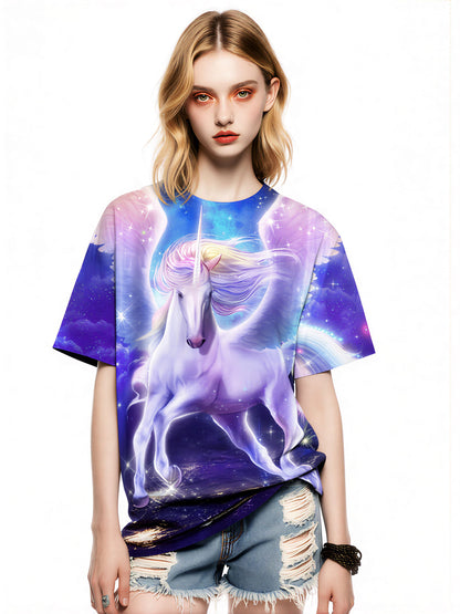 3D All Over Print Unicorn T-Shirt for Men Women Galaxy Winged Horse Fantasy Style