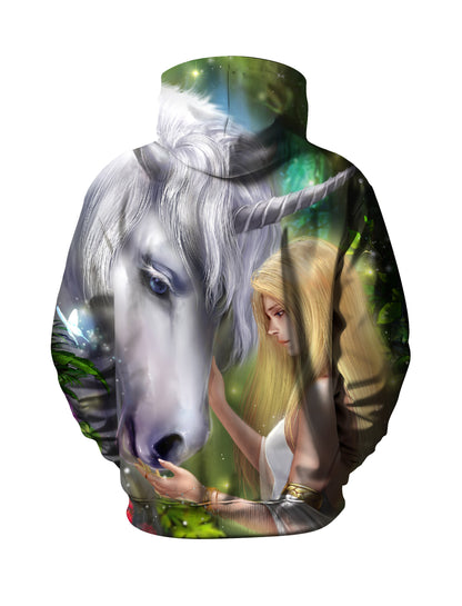 Fairy & Unicorn 3D Print Hoodie | Fantasy Forest Oversized Pullover
