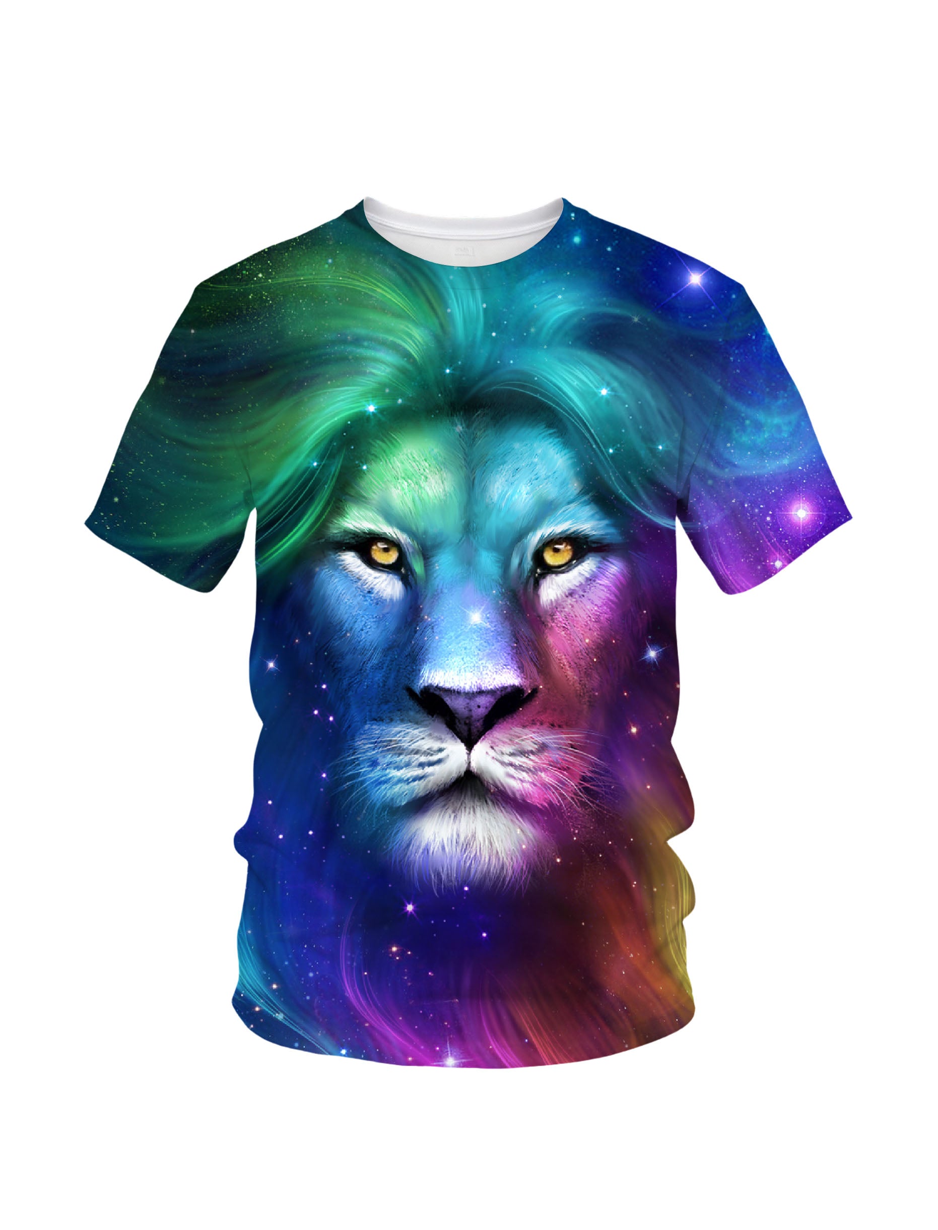 3D All Over Print Lion Galaxy T-Shirt for Men Women Psychedelic Space Style