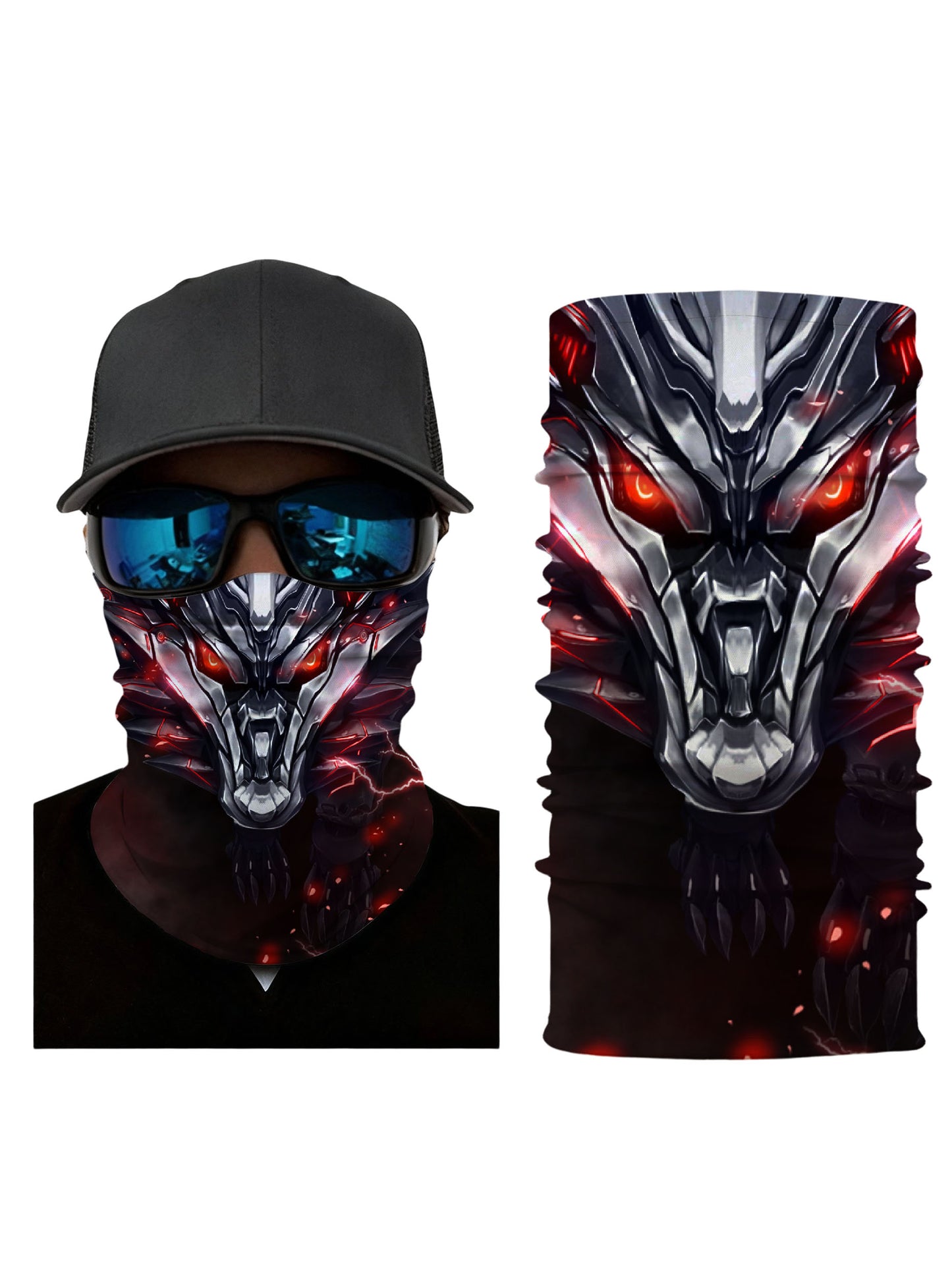 E-Girl E-Boy Cyberpunk Dragon Neck Gaiter with 3D All Over Print, Breathable Fabric, Soft Stretchy, UV Protection for Unisex