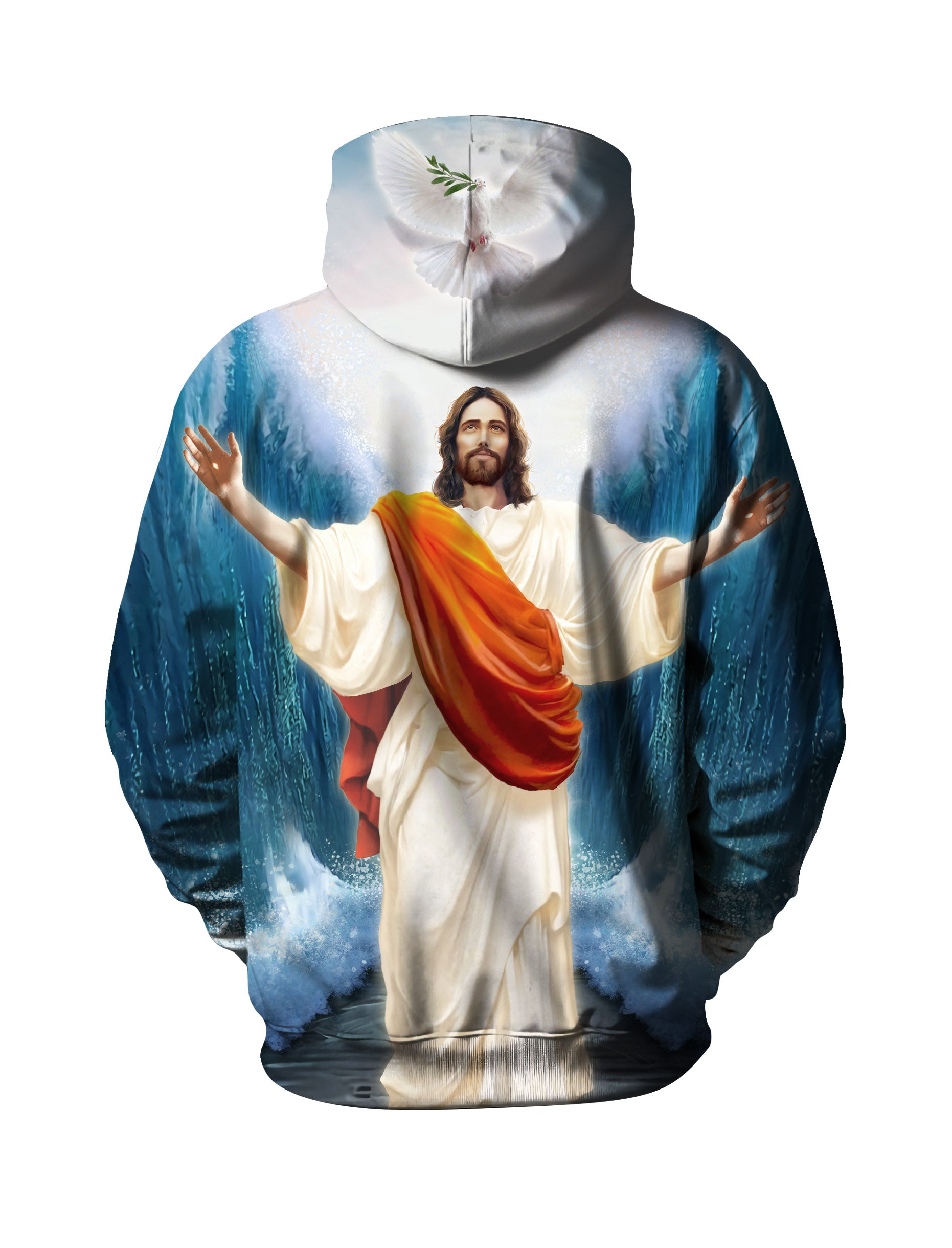 Hoodie 3D All Over Print Jesus On Waves Unisex Streetwear Cotton Blend Comfortable Fit