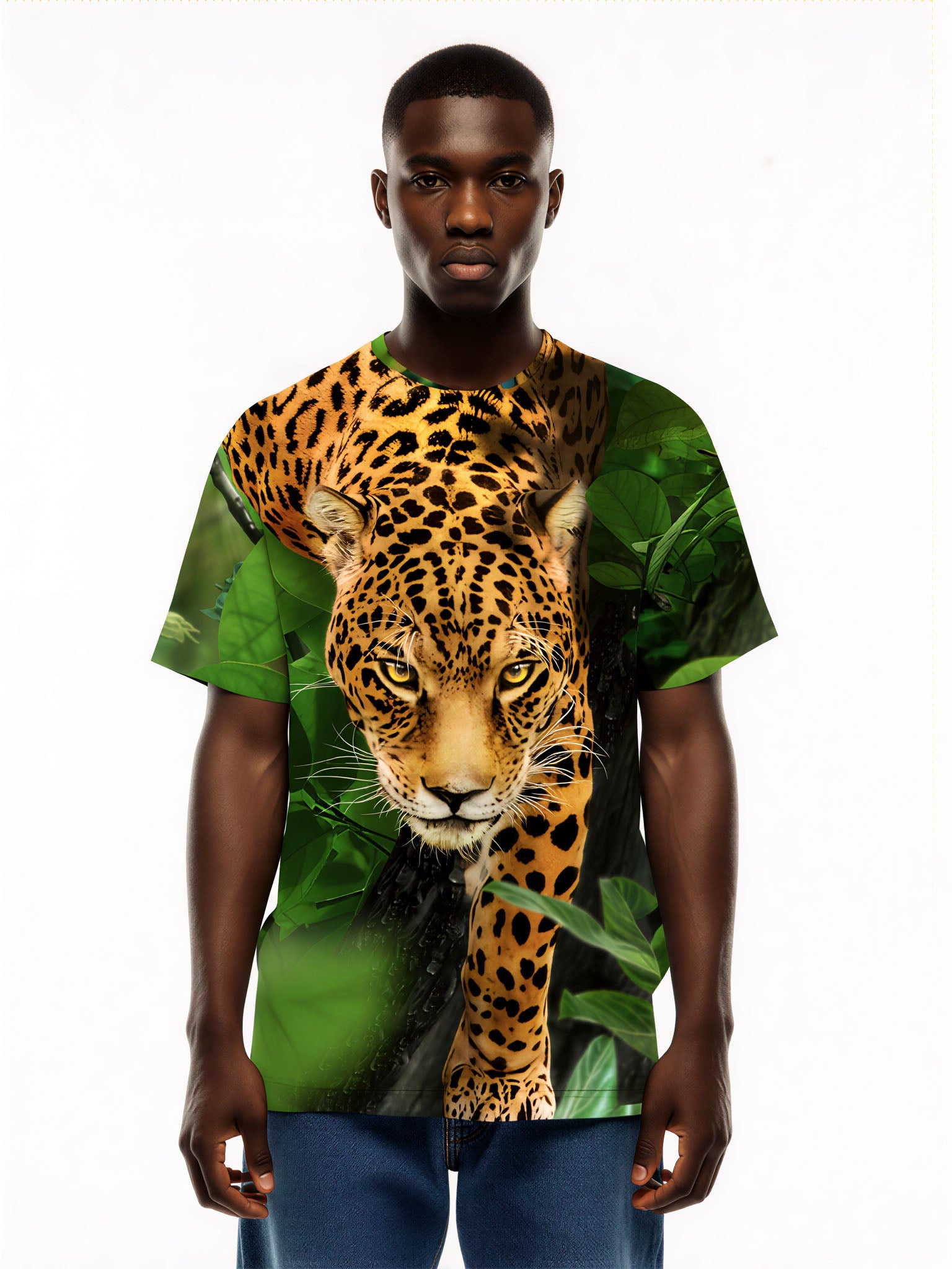 Leopard Jungle 3D All Over Print T-Shirt for Men Women Wild Animal Graphic Pullover Sweatshirt